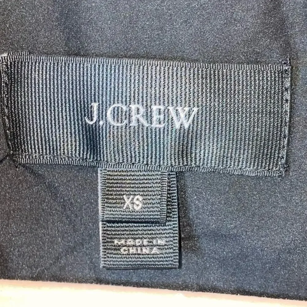 J.Crew Black Diamond Down Quilted Puffer Vest XS‎ Gold Snap Zip Front